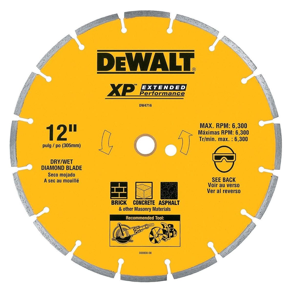 14-Inch Dry or Wet Cutting Segmented Saw Blade  for Concrete and Brick/ 1" Arbor