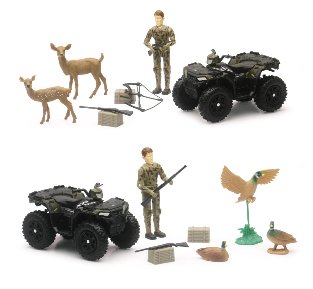 New-Ray Wildlife Hunter Play Set POLARIS XP1000 Deer Guns Crossbow Fig 9 pcs Toy 